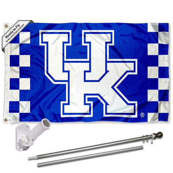 College Flags & Banners Co. Kentucky Wildcats Checkerboard Flag with Pole and Bracket Kit