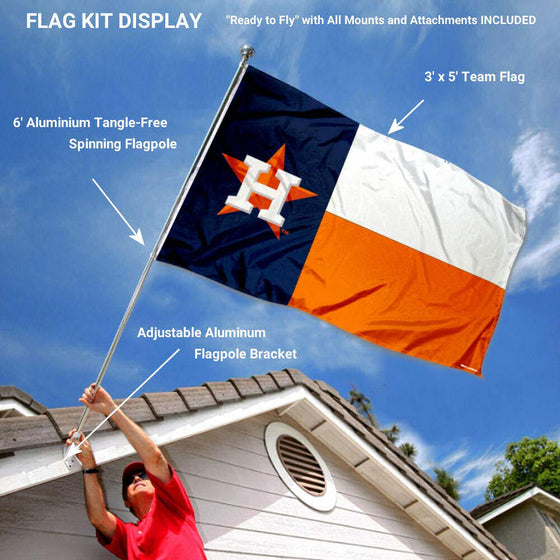 WinCraft Houston Astros TX State Flag Pole and Bracket Set