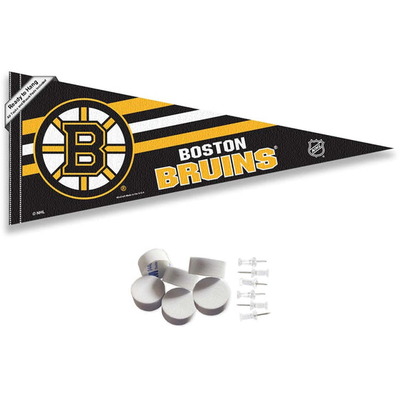 Boston Bruins Pennant Flag and Wall Tack Pads Mounts