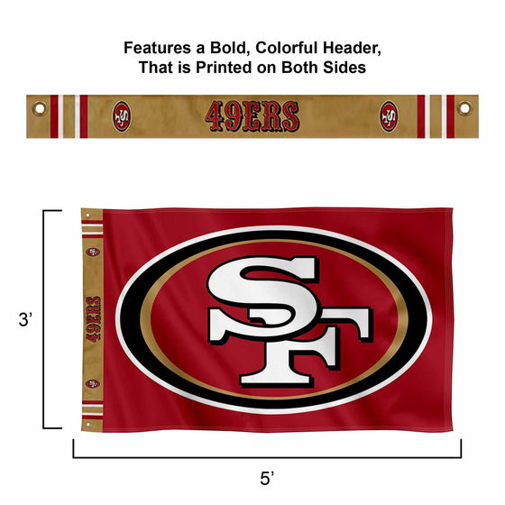 WinCraft San Francisco 49ers Printed Header 3x5 Foot Banner Flag