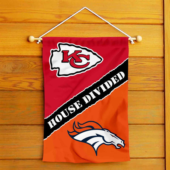 WinCraft House Divided Chiefs and Broncos Double Sided Garden Flag