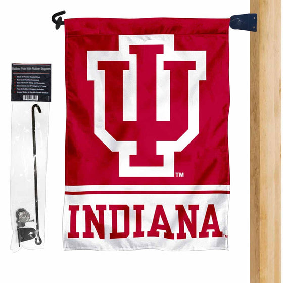 Indiana Hoosiers Garden Flag and Mailbox Post Pole Mount Holder Set