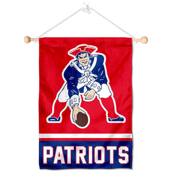 New England Patriots Vintage Pat Patriot Banner Window Wall Hanging Flag with Suction Cup