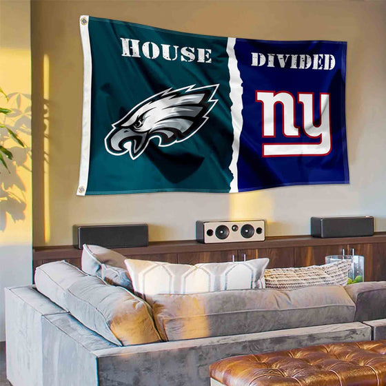 WinCraft Eagles and Giants House Divided Flag Rivalry Banner