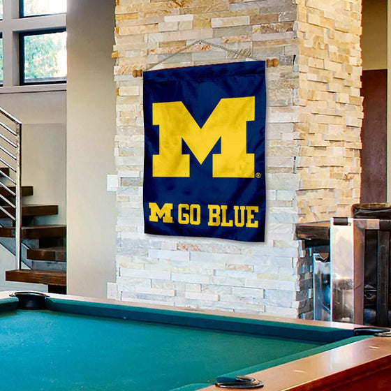 College Flags & Banners Co. Michigan Wolverines Go Blue House Flag and Wood Banner Pole Set