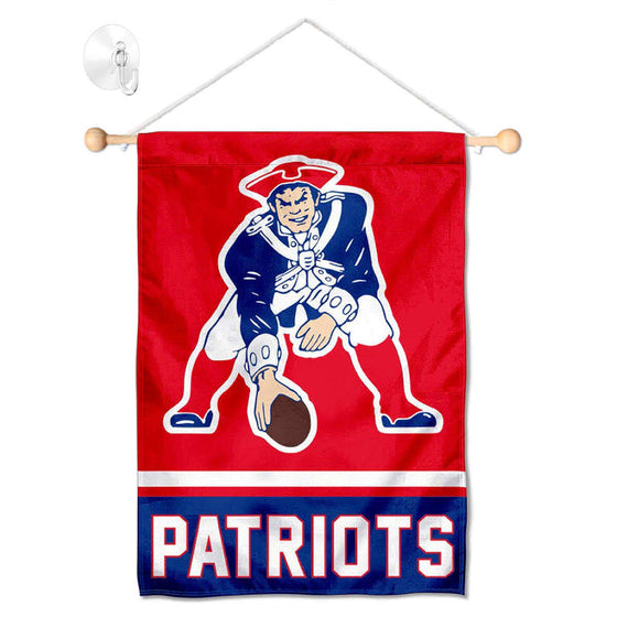 New England Patriots Vintage Pat Patriot Banner Window Wall Hanging Flag with Suction Cup