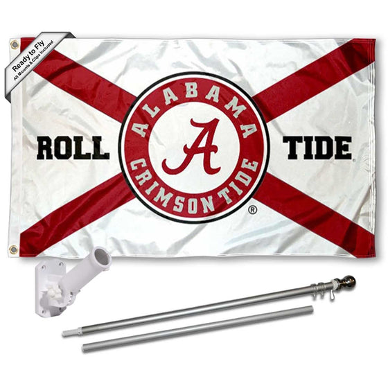 College Flags & Banners Co. Alabama Crimson Tide State of Alabama Flag with Pole and Bracket Holder University Set