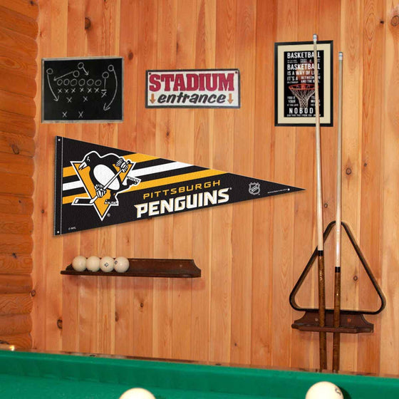 Pittsburgh Penguins Pennant Flag and Wall Tack Pads Mounts