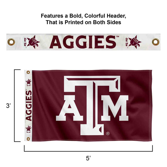 College Flags & Banners Co. Texas A&M Aggies Printed Header 3x5 Foot Banner Flag