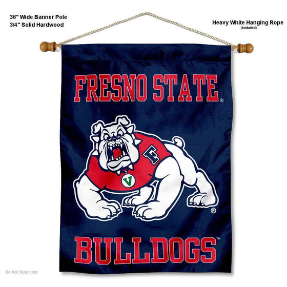 College Flags & Banners Co. Fresno State Bulldogs Double Sided House Flag and Wood Banner Pole Set