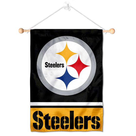 Pittsburgh Steelers Banner Window Wall Hanging Flag with Suction Cup