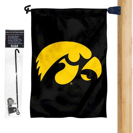 College Flags & Banners Co. Iowa Hawkeyes Black Garden Flag and Mailbox Post Pole Mount Holder Set