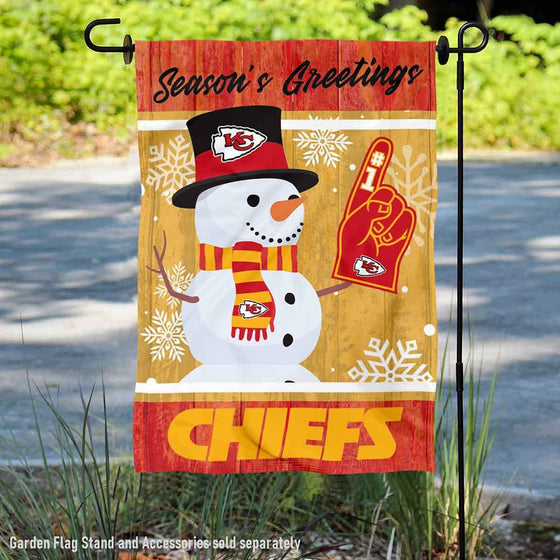 Kansas City Chiefs Holiday Winter Snow Garden Flag Double Sided Banner