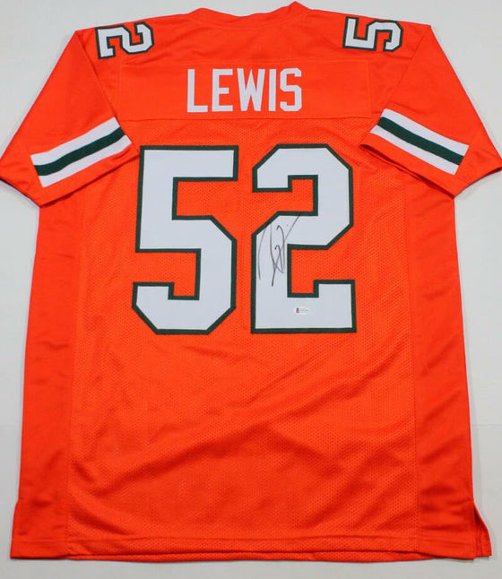 Ray Lewis Autographed Orange College Style Jersey - Beckett Auth *2