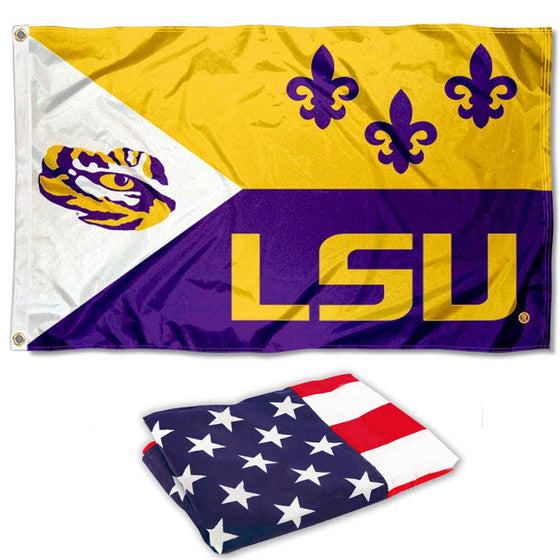 College Flags & Banners Co. LSU Tigers Acadia and USA Flag 3x5 Set