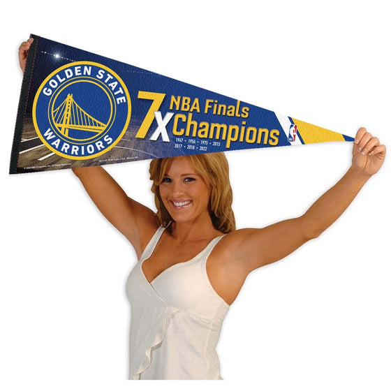 WinCraft Golden State Warriors 7 Time Champions Pennant Flag