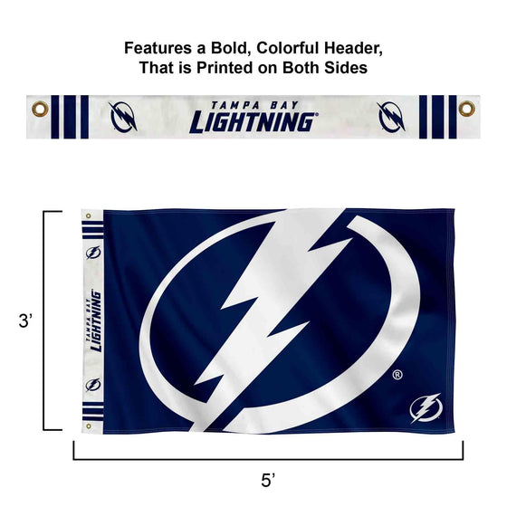 WinCraft Tampa Bay Lightning Printed Header 3x5 Premium Banner Flag