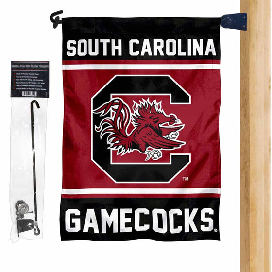 South Carolina Gamecocks Garden Flag and Mailbox Post Pole Mount Holder Set