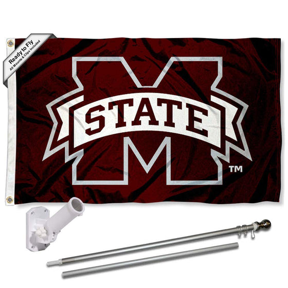 College Flags & Banners Co. Mississippi State Bulldogs Flag with Pole and Bracket Kit