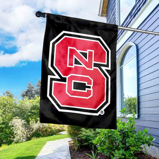 College Flags & Banners Co. NC State Wolfpack Black Banner Flag with Flag Pole Set