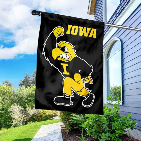 College Flags & Banners Co. Iowa Hawkeyes Herky the Hawk House Flag with Flag Pole Set