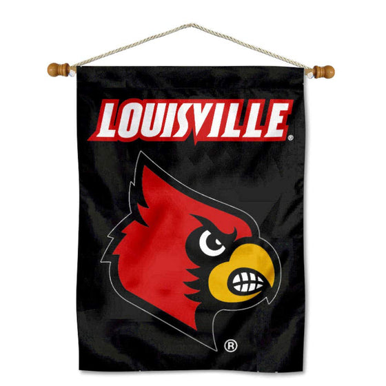 Louisville Cardinals Banner Flag and Wood Banner Pole Set