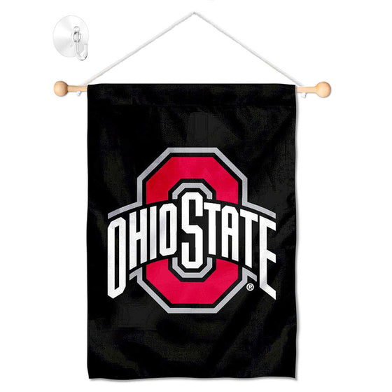 College Flags & Banners Co. Ohio State Buckeyes Black Window Wall Banner Hanging Flag with Suction Cup