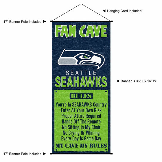 WinCraft Seattle Seahawks Man Cave Fan Banner Wall Door Scroll