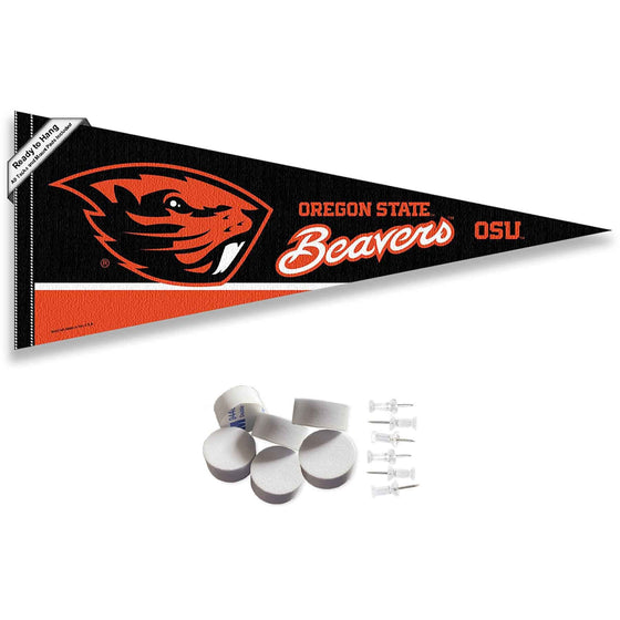 College Flags & Banners Co. Oregon State Beavers Beaver Logo Pennant Flag and Wall Tack Mount Pads