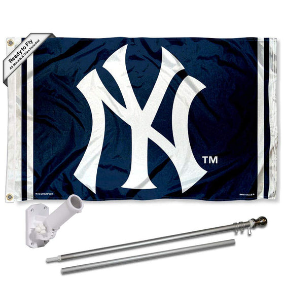 WinCraft New York Yankees NY Logo Flag Pole and Bracket Set