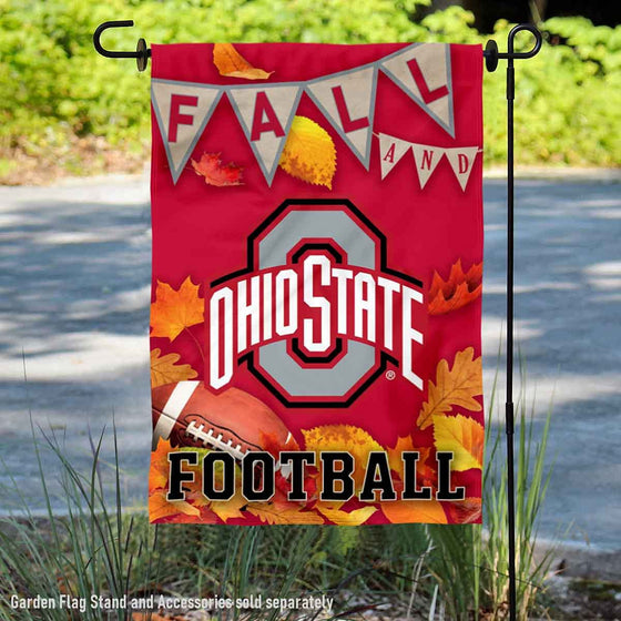 College Flags & Banners Co. Ohio State Buckeyes Fall Leaves Football Season Garden Yard Flag