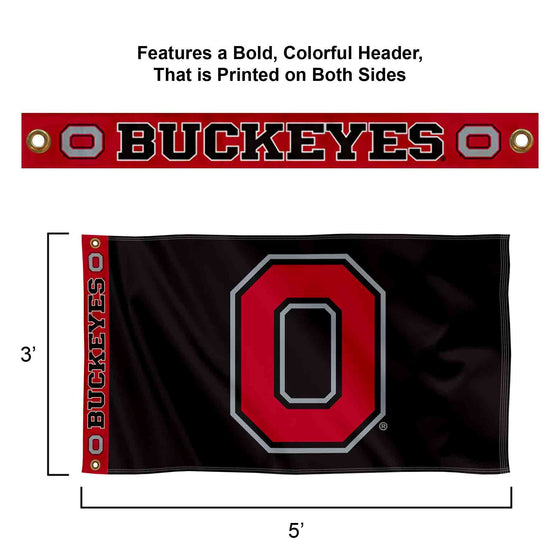 College Flags & Banners Co. Ohio State Buckeyes Printed Header 3x5 Foot Banner Flag