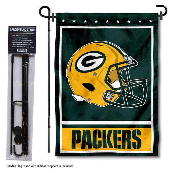 WinCraft Green Bay Packers Football Garden Flag and Pole Stand Holder