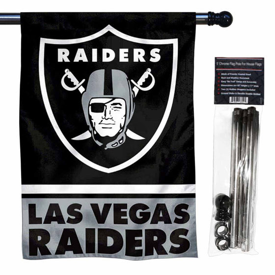 WinCraft Raiders Banner House Flag and 5 Foot Flagpole Set