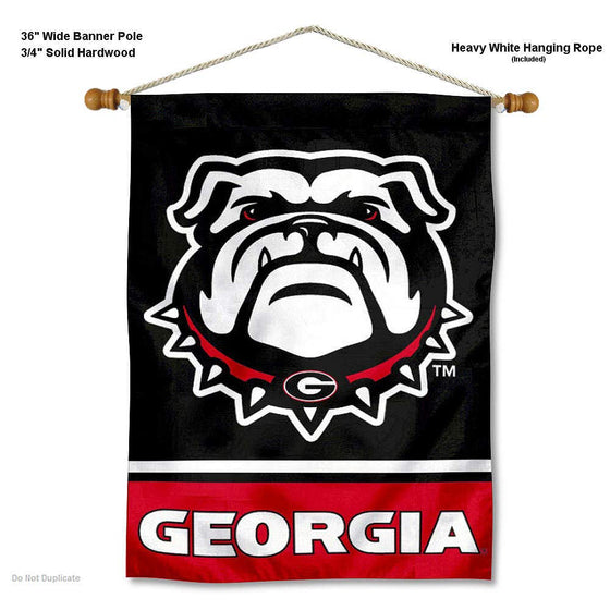 College Flags & Banners Co. Georgia Bulldogs 2-Sided Home Flag and Wood Banner Pole Set