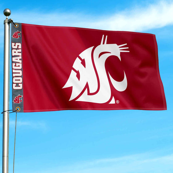 College Flags & Banners Co. Washington State Cougars Printed Header 3x5 Foot Banner Flag