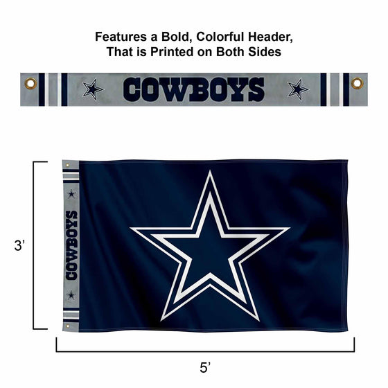 WinCraft Dallas Cowboys Printed Header 3x5 Foot Banner Flag