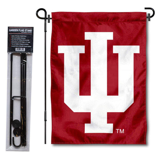 College Flags & Banners Co. Indiana Hoosiers IU Logo Garden Flag with Pole Stand Holder