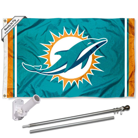 WinCraft Miami Dolphins Flag Pole and Bracket Kit