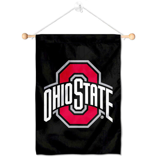 College Flags & Banners Co. Ohio State Buckeyes Black Window Wall Banner Hanging Flag with Suction Cup