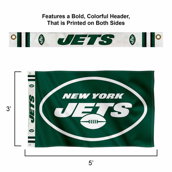 WinCraft New York Jets Printed Header 3x5 Foot Banner Flag