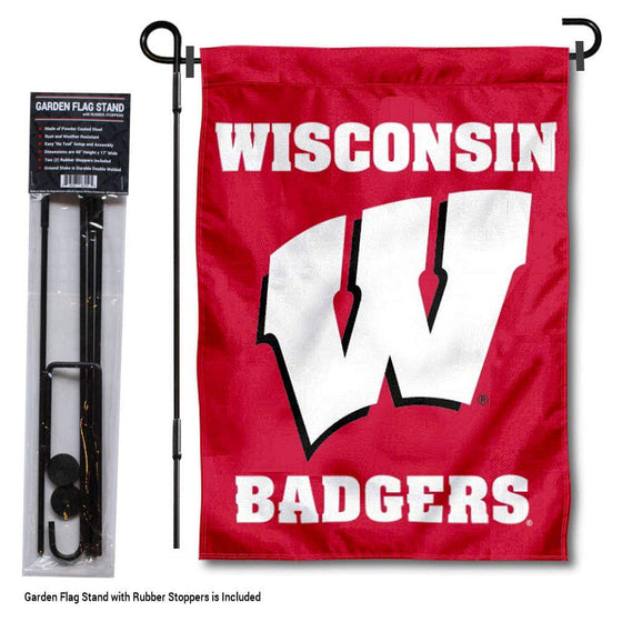 College Flags & Banners Co. Wisconsin Badgers Motion W Garden Flag with Pole Stand Holder