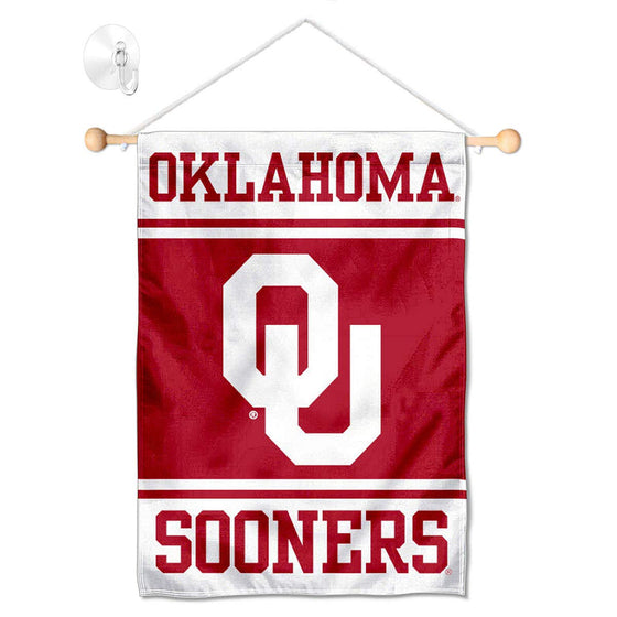 College Flags & Banners Co. Oklahoma Sooners Window Wall Banner Hanging Flag with Suction Cup