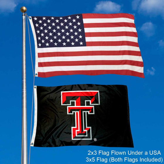 College Flags & Banners Co. Texas Tech Red Raiders Small 2'x3' Flag and USA 3x5 Flag Set