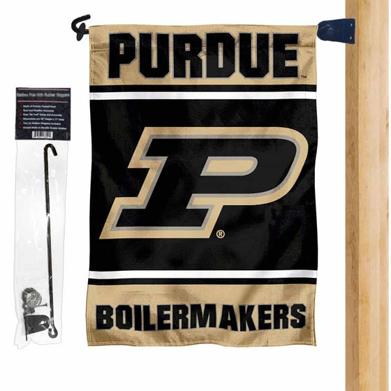 Purdue Boilermakers Garden Flag and Mailbox Post Pole Mount Holder Set