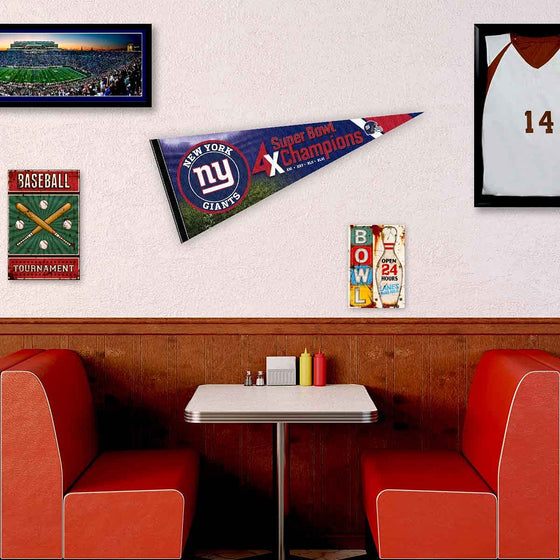 WinCraft New York Giants 4 Time Bowl Champions Pennant Banner Flag