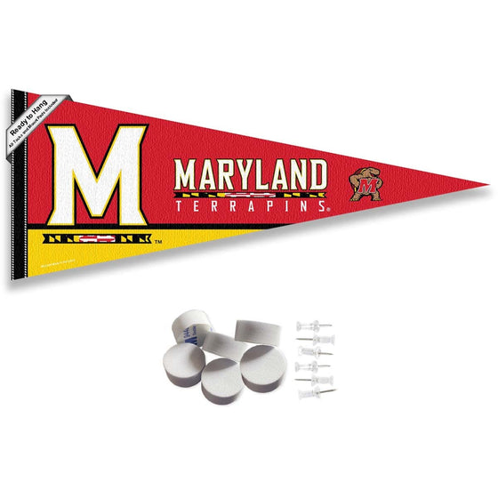 College Flags & Banners Co. Maryland Terrapins Pennant Flag and Wall Tack Mount Pads