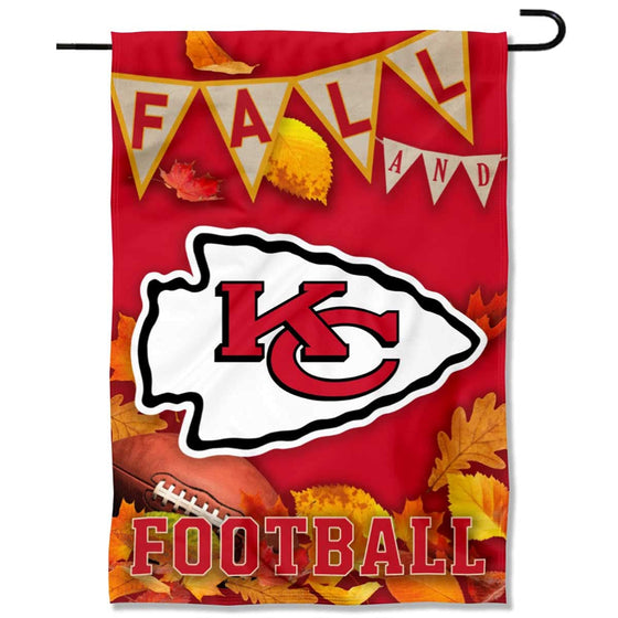 WinCraft Kansas City Chiefs Fall Leaves Decorative Football Garden Flag Double Sided Banner