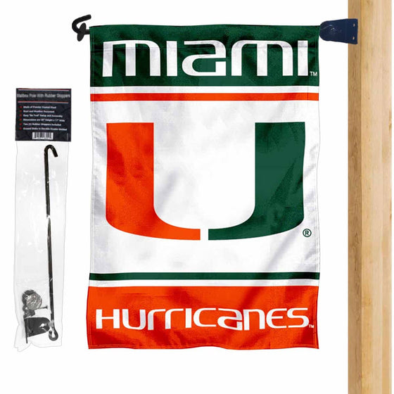 College Flags & Banners Co. Miami Hurricanes Garden Flag and Mailbox Post Pole Mount Holder Set