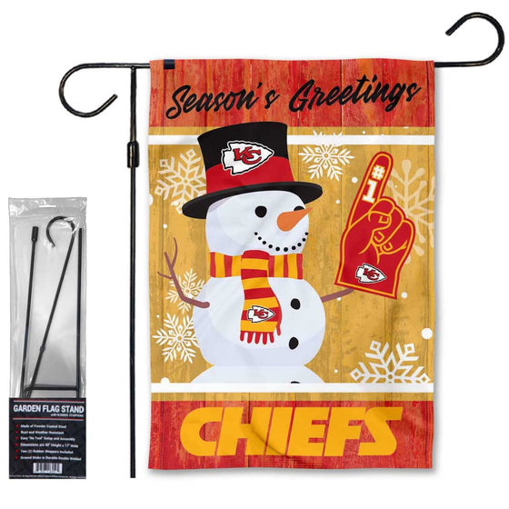 WinCraft Chiefs Season Greetings Snow Garden Flag and Stand Pole Holder Mount